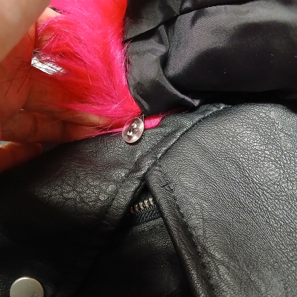 Special One International Black Motorcycle Jacket w/ Pink Faux Fur Collar Size M - Picture 11 of 16